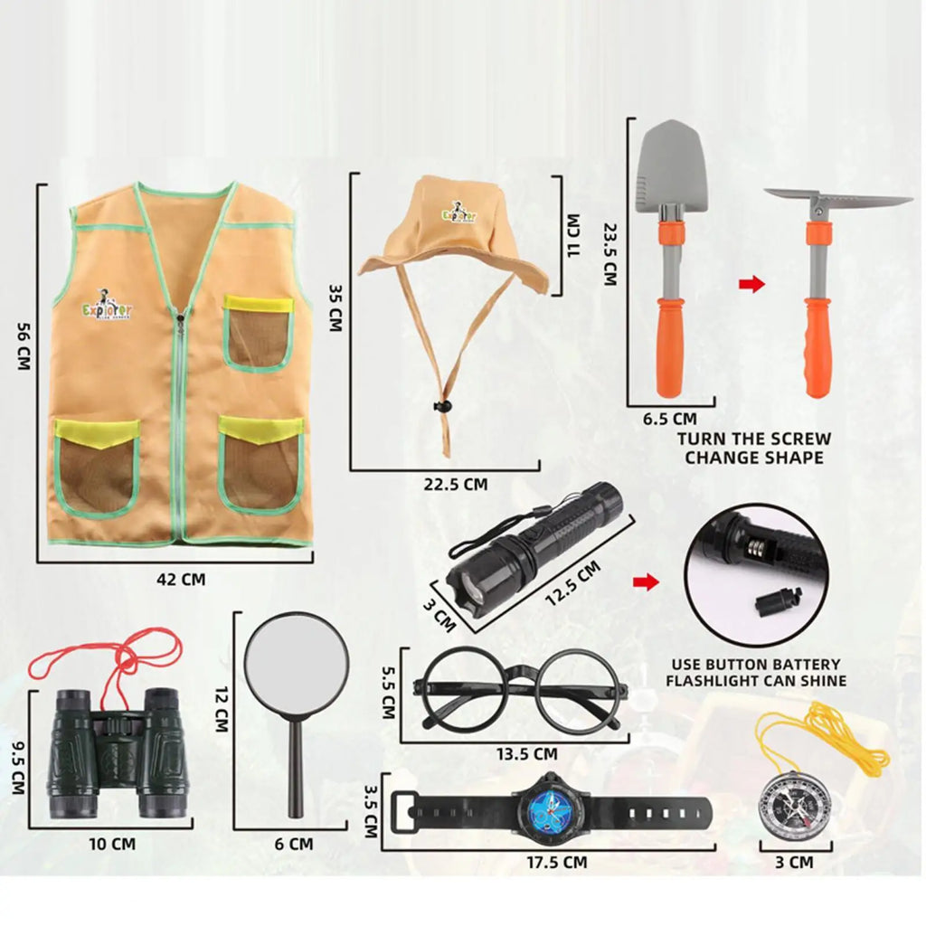 Outdoor-Abenteuer-Sets, Kinder-Verkleidung, Entdecker-Kostüm-Set für Jungen und Mädchen, Kinder-Abenteuer-Sets
